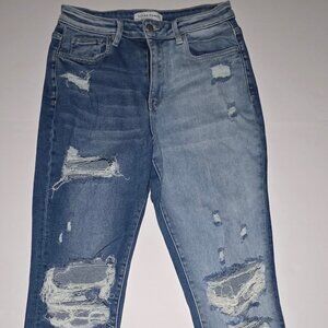 Flying Monkey Womens Distressed Denim Blue Jeans Size 28